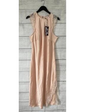 Future Collective Peach Satin Lace Maxi Dress Women Size XXL
